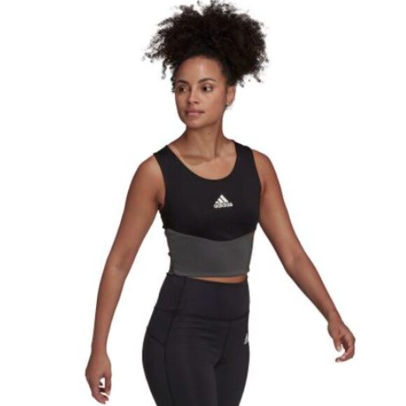Brand New Adidas DESIGNED TO MOVE COLORBLOCK 3-STRIPES CROP TOP - Picture 13 of 15